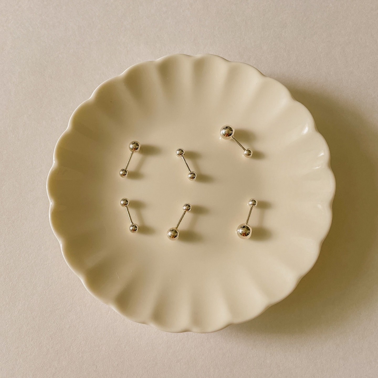 실버925 베이직 볼 피어싱 3mm 4mm 5mm - 귀걸이겸용 얇은 피어싱 레이어드 은 - 상세 이미지 2