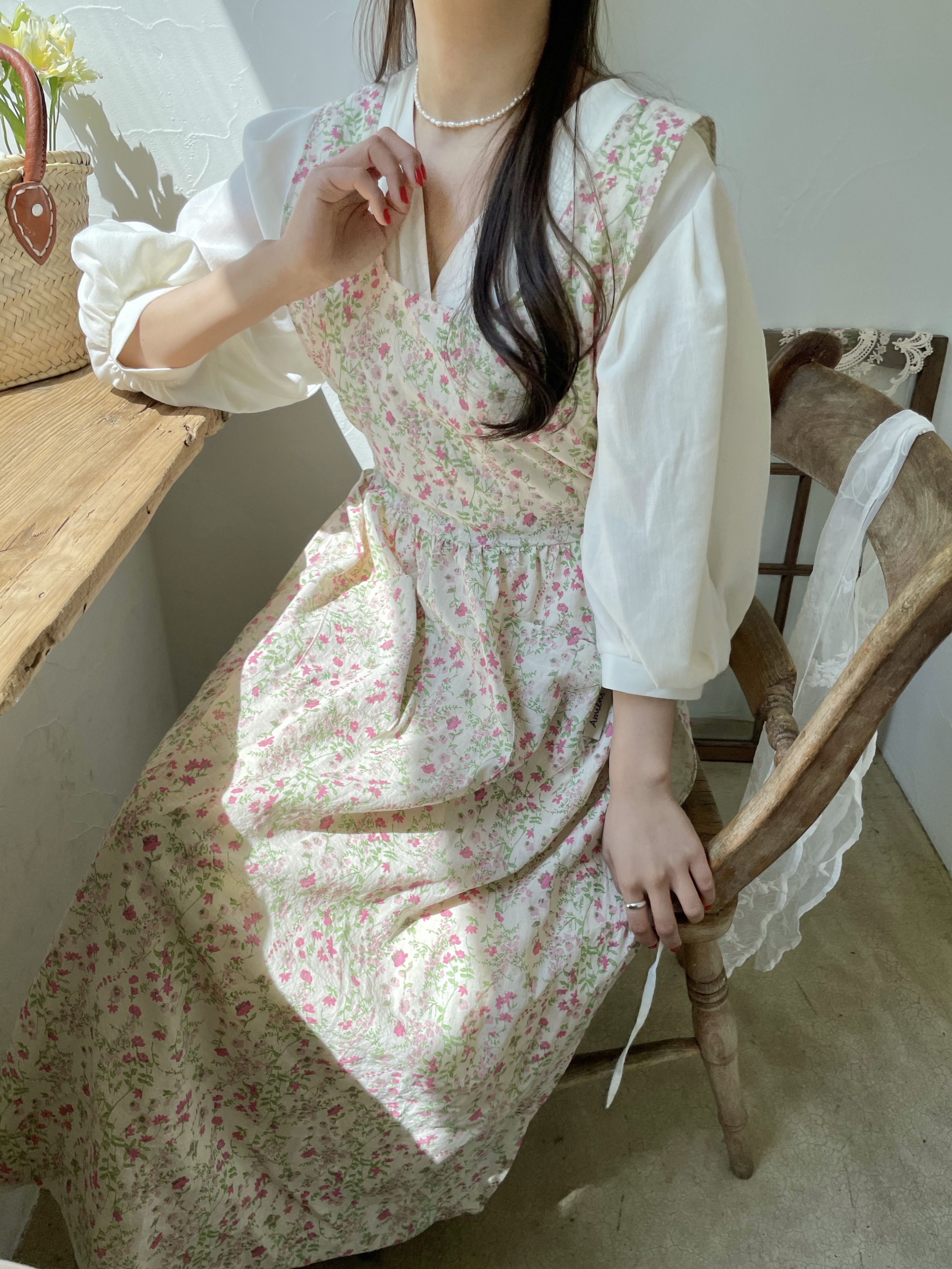 아미앙스 앞치마 예쁜 어린이집 카페 주방 셔링 에이프런 이미지 7