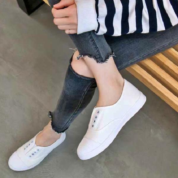여성 밴딩 스니커즈 운동화 핑크 블랙 끈없는스니커즈 여자흰색스니커즈 화이트 가벼운 깔끔한
