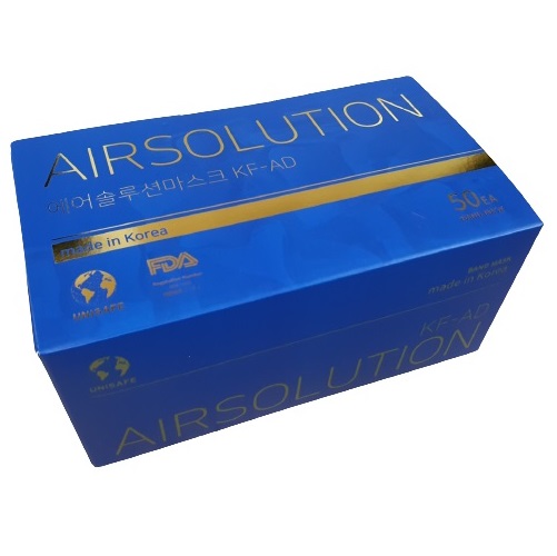 국산 에어솔루션 덴탈마스크 50매 일체형 비말차단 여름용 숨쉬기편한 귀편한 마스크