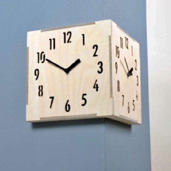양면 벽걸이 코너 시계 건전지 벽시계 공간활용 흡착 부착식 접착식 사각 고급 무선 무소음