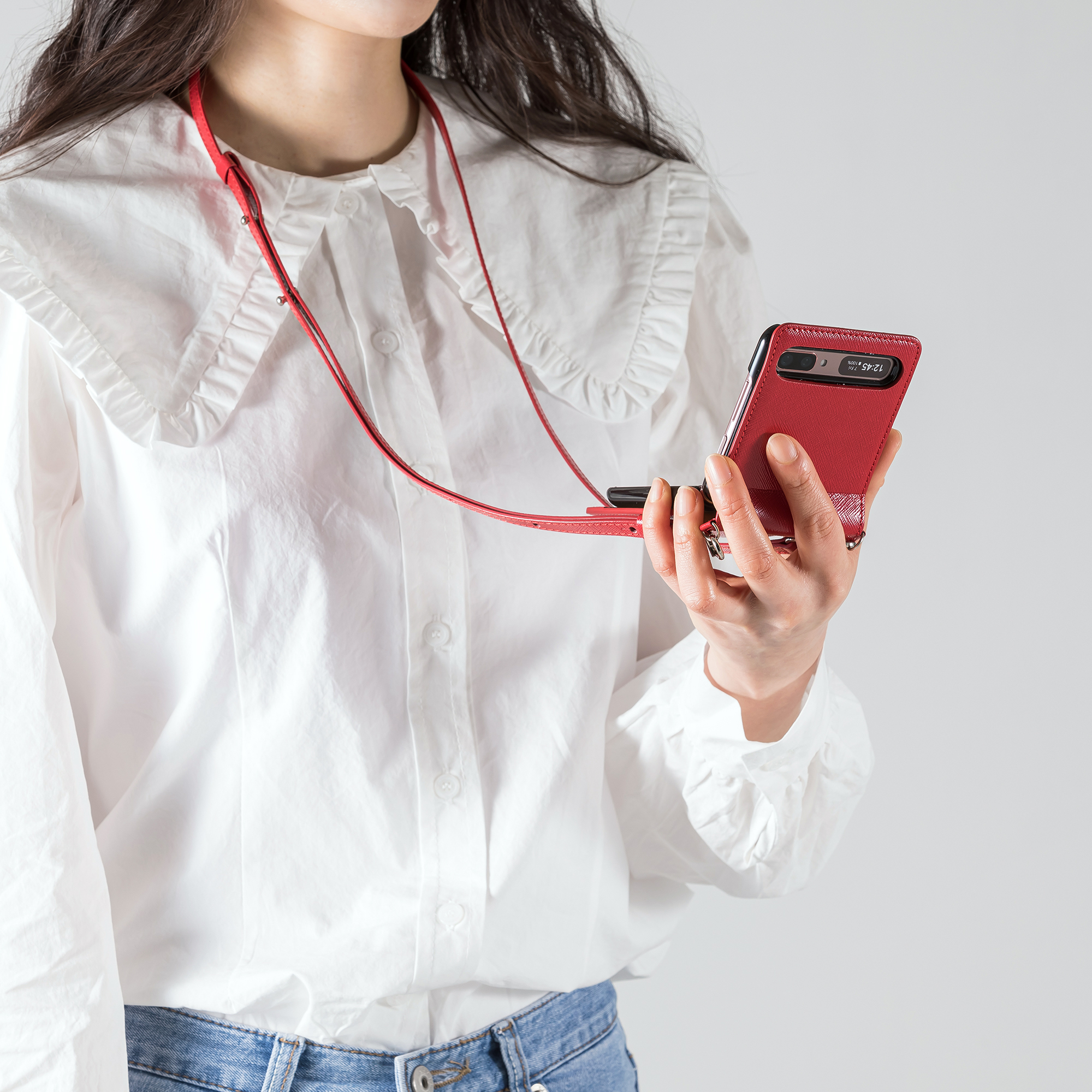 갤럭시 Z플립2 1 호환 천연소가죽 듀크 에나멜 사피아노 카드 지갑 케이스 이미지 8