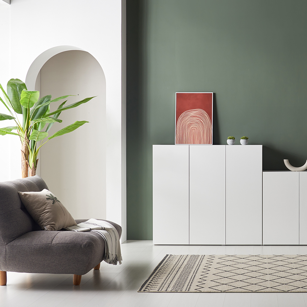 높은 거실장 티비다이 낮은 티비장 tv 장식장 선반 슬림 1단 1200 H400, 화이트