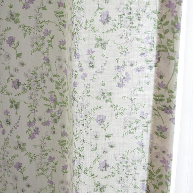 바이아미 퍼플레인 거실 빈티지 포인트 꽃무늬 맞춤 커튼