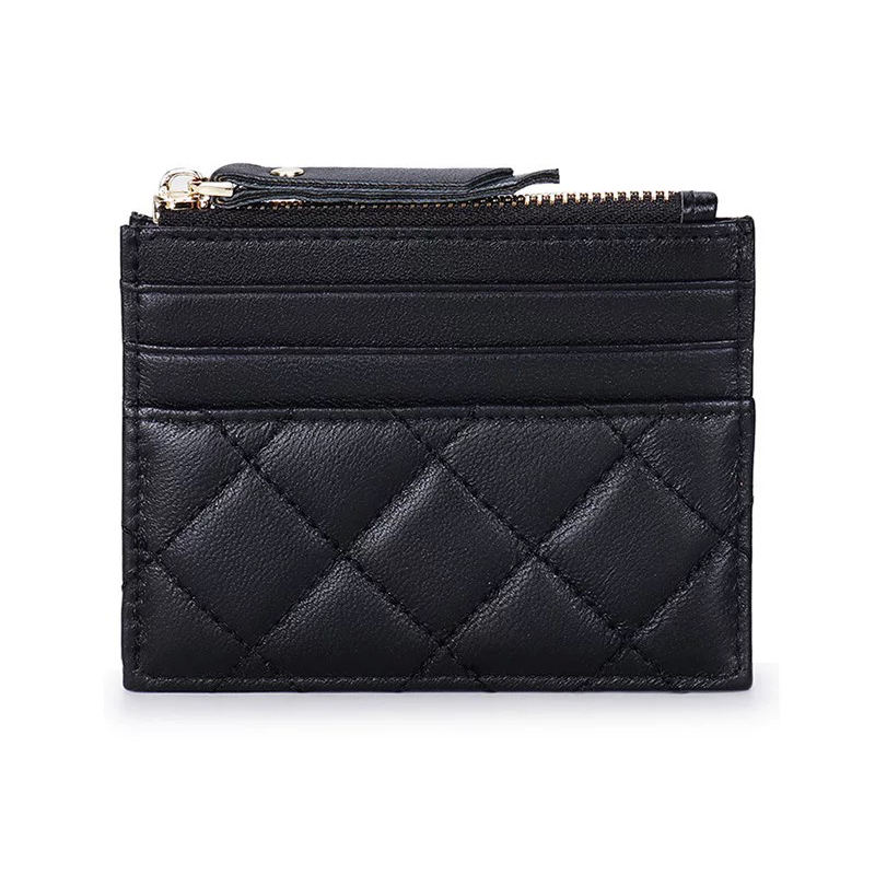 수제 양가죽 지퍼 카드 지갑 홀더 포켓