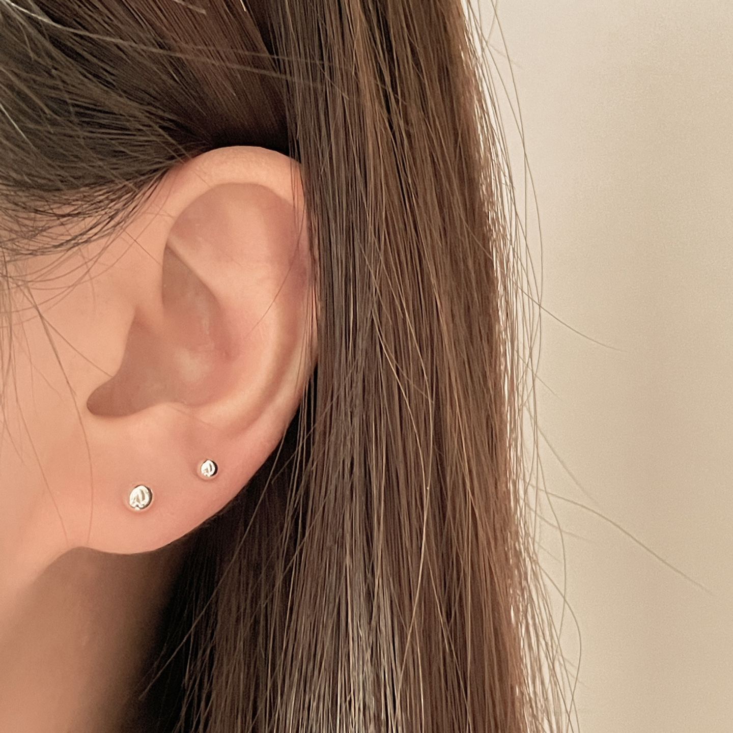 실버925 베이직 볼 피어싱 3mm 4mm 5mm - 귀걸이겸용 얇은 피어싱 레이어드 은 - 상세 이미지 3