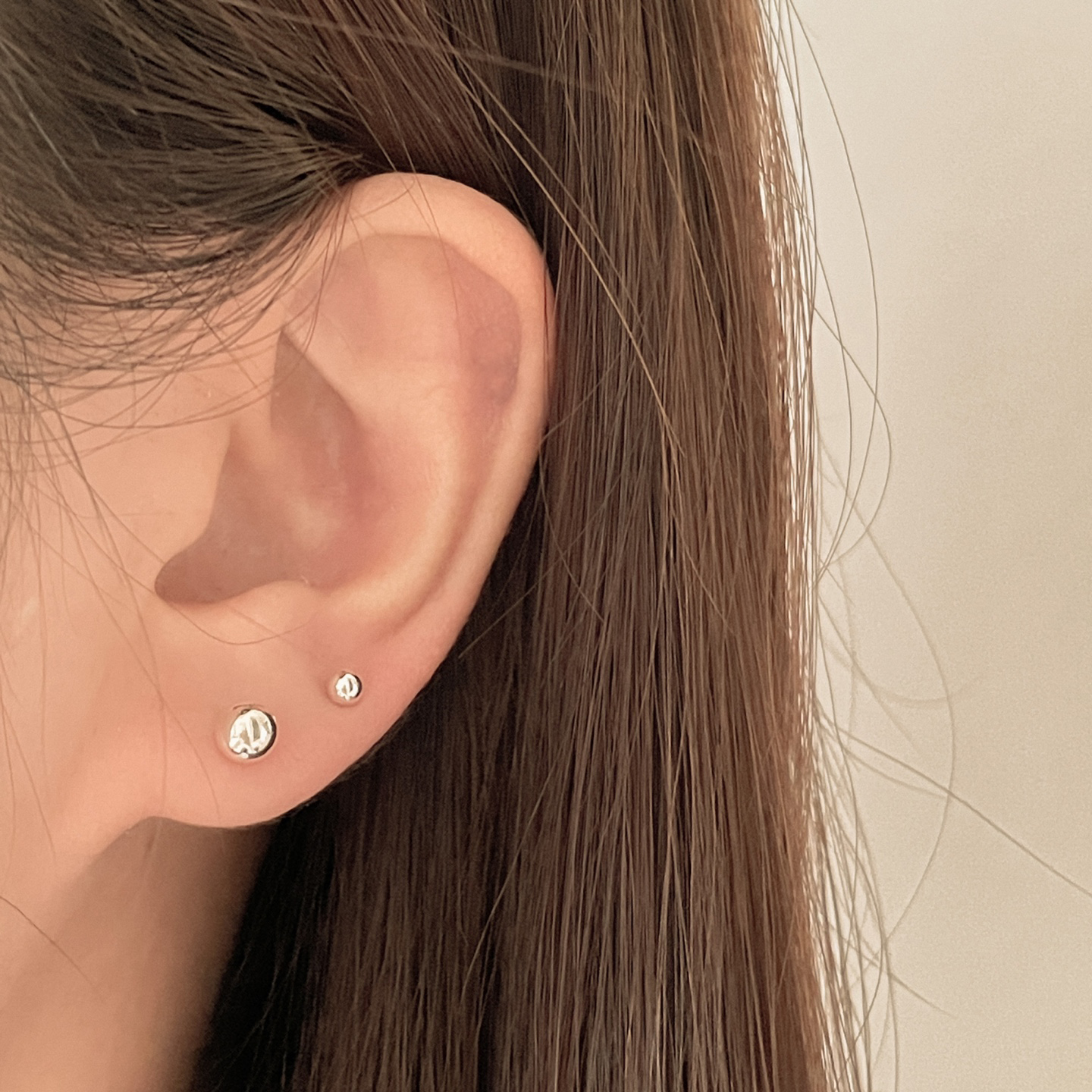 실버925 베이직 볼 피어싱 3mm 4mm 5mm - 귀걸이겸용 얇은 피어싱 레이어드 은 - 상세 이미지 5