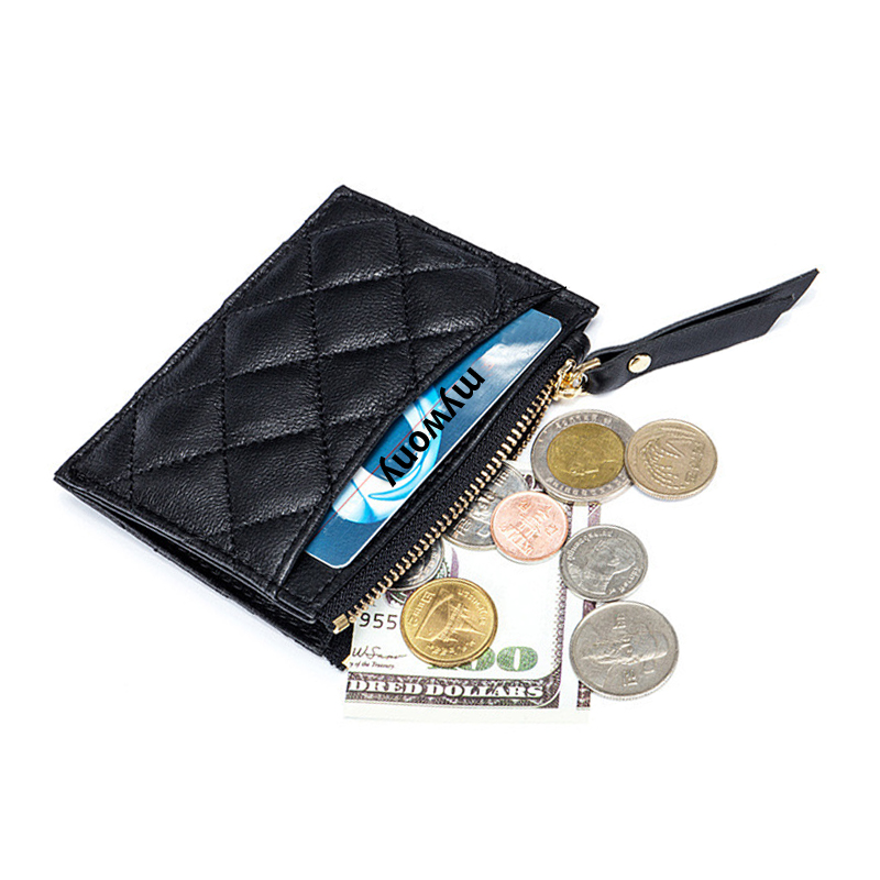 수제 양가죽 지퍼 카드 지갑 홀더 포켓