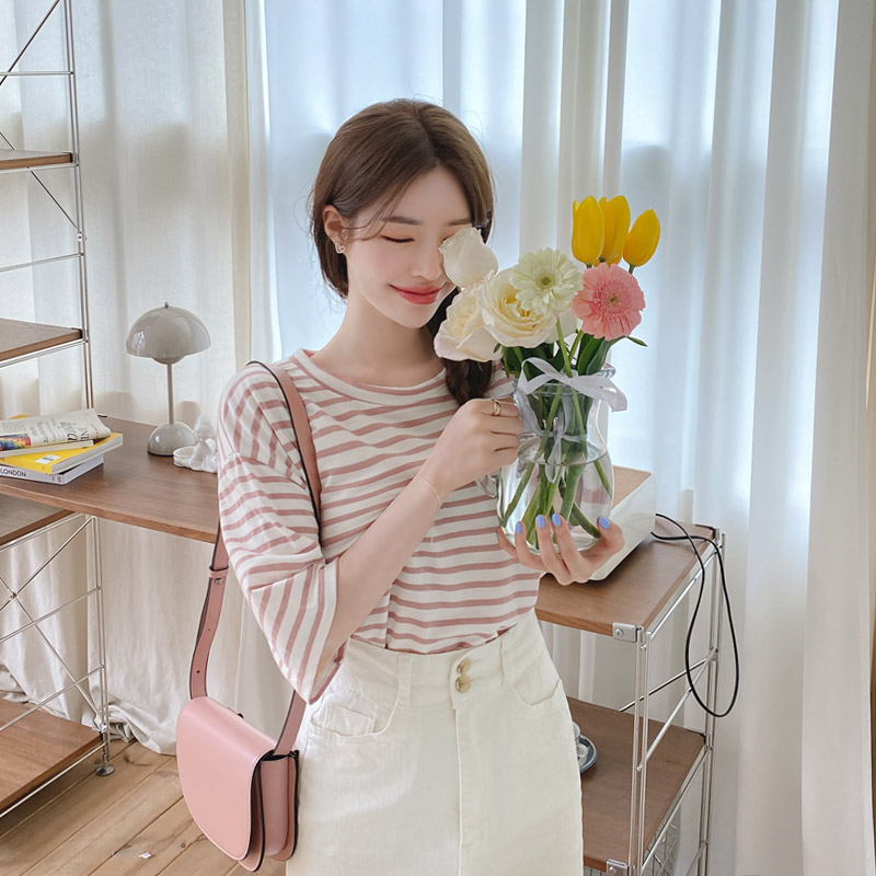 (반팔ver11color) 로딘 스트라이프 루즈핏 반팔 티셔츠 ts2485 - 상세 이미지 2