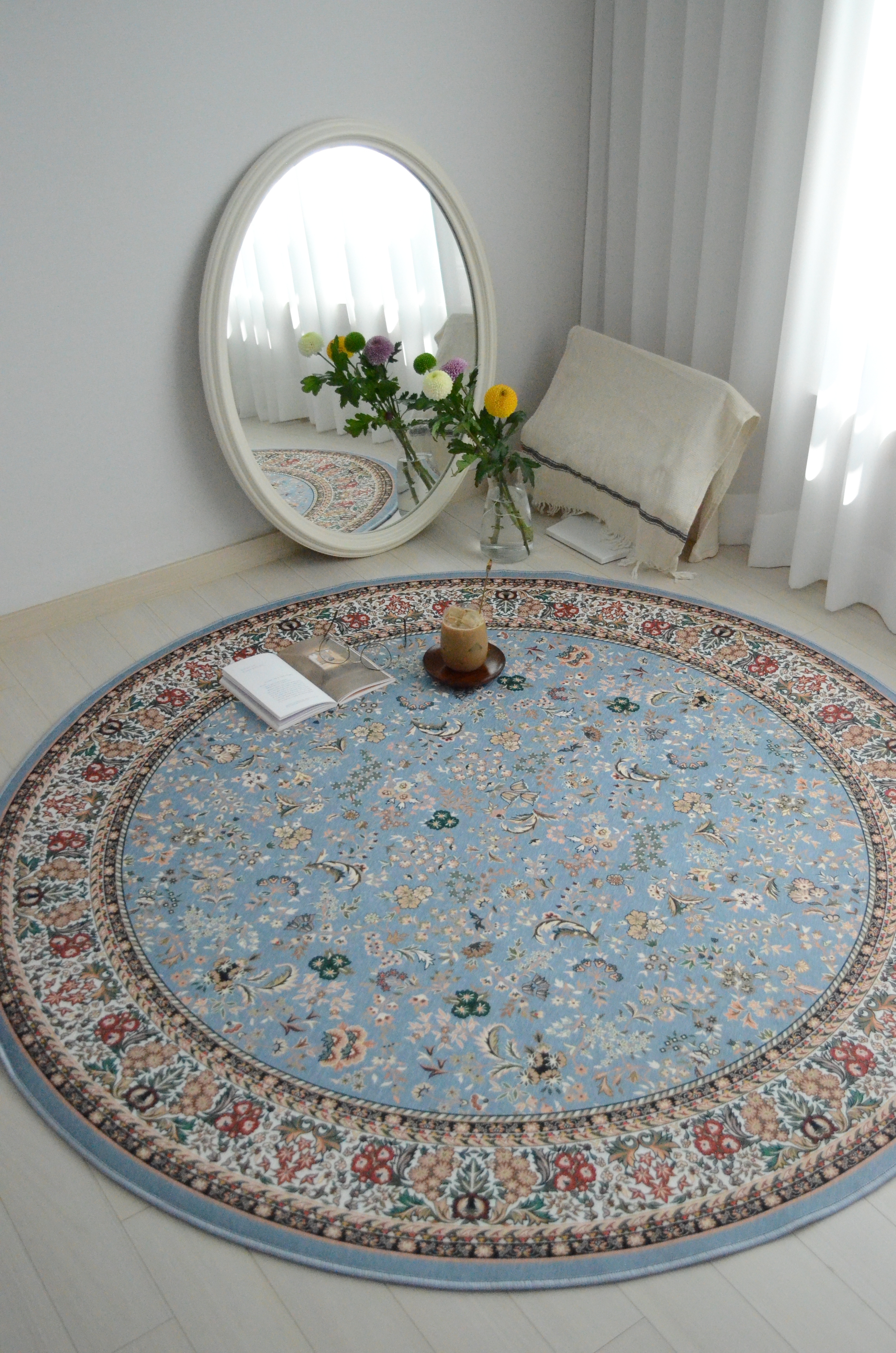 빈티지러그 페르시안 셔닐 원형 러그 예쁜 카페트