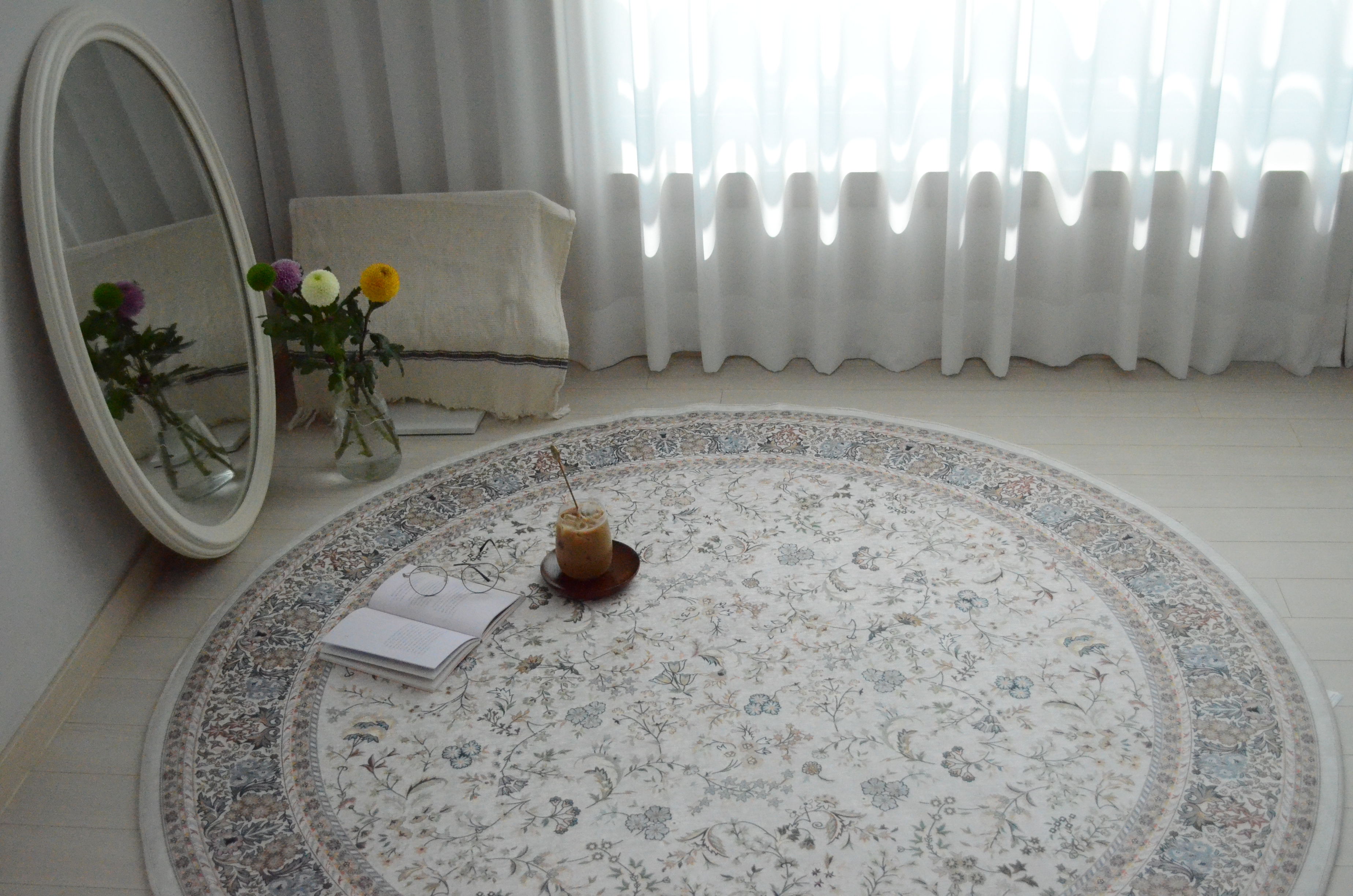 빈티지러그 페르시안 셔닐 원형 러그 예쁜 카페트