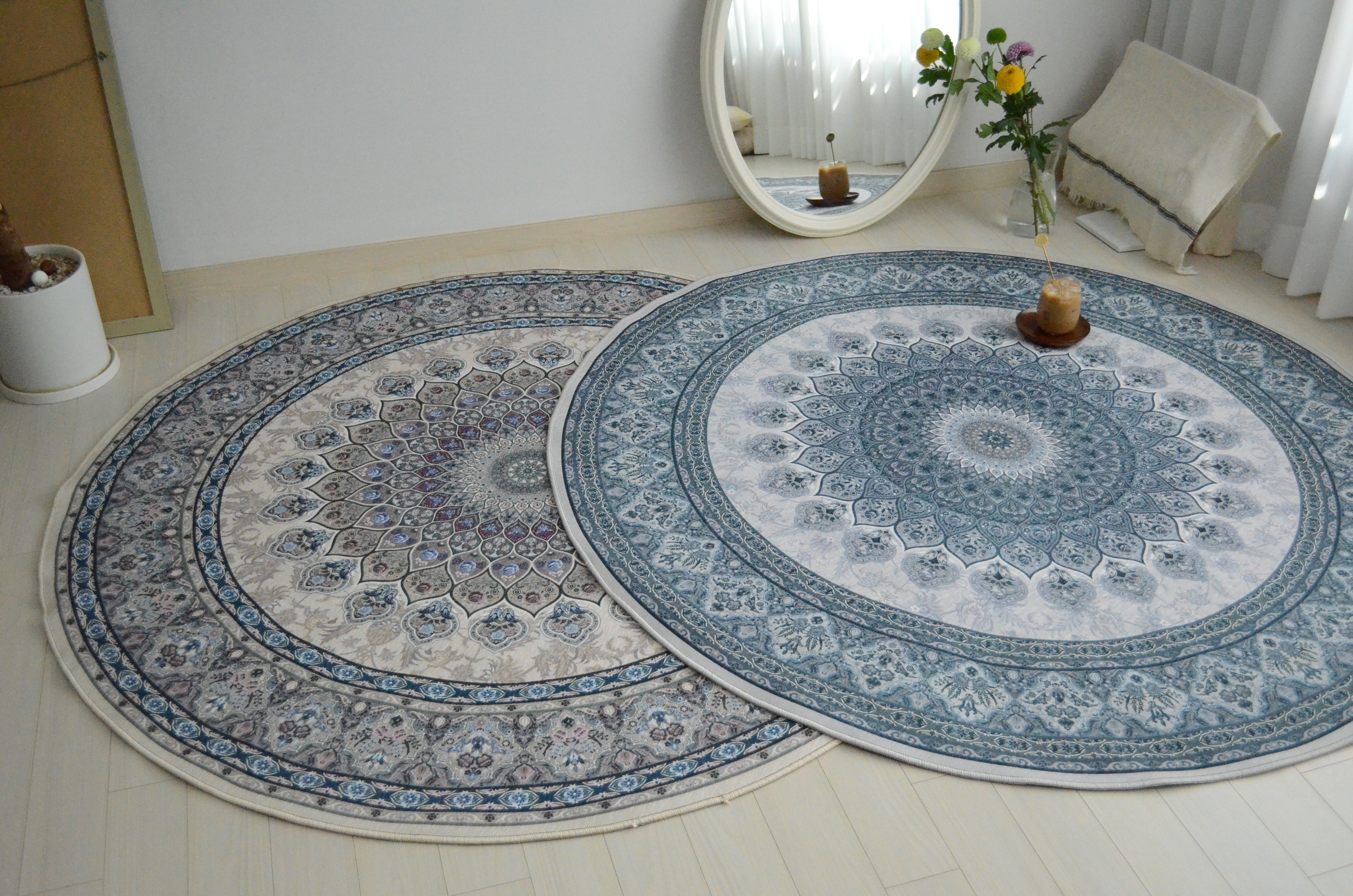 빈티지러그 페르시안 셔닐 원형 러그 예쁜 카페트