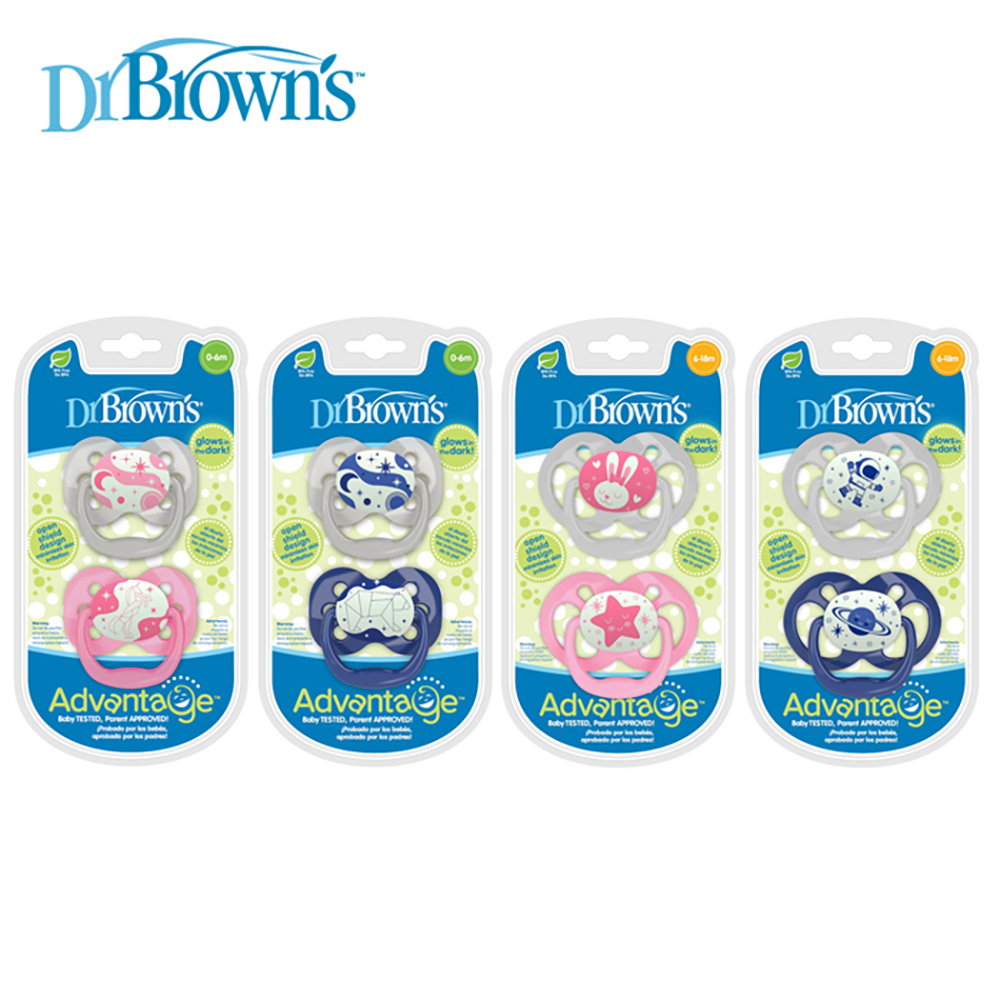 닥터브라운 어드밴티지 야광 노리개 젖꼭지 2P - 쪽쪽이, 공갈 젖꼭지 신생아 선물