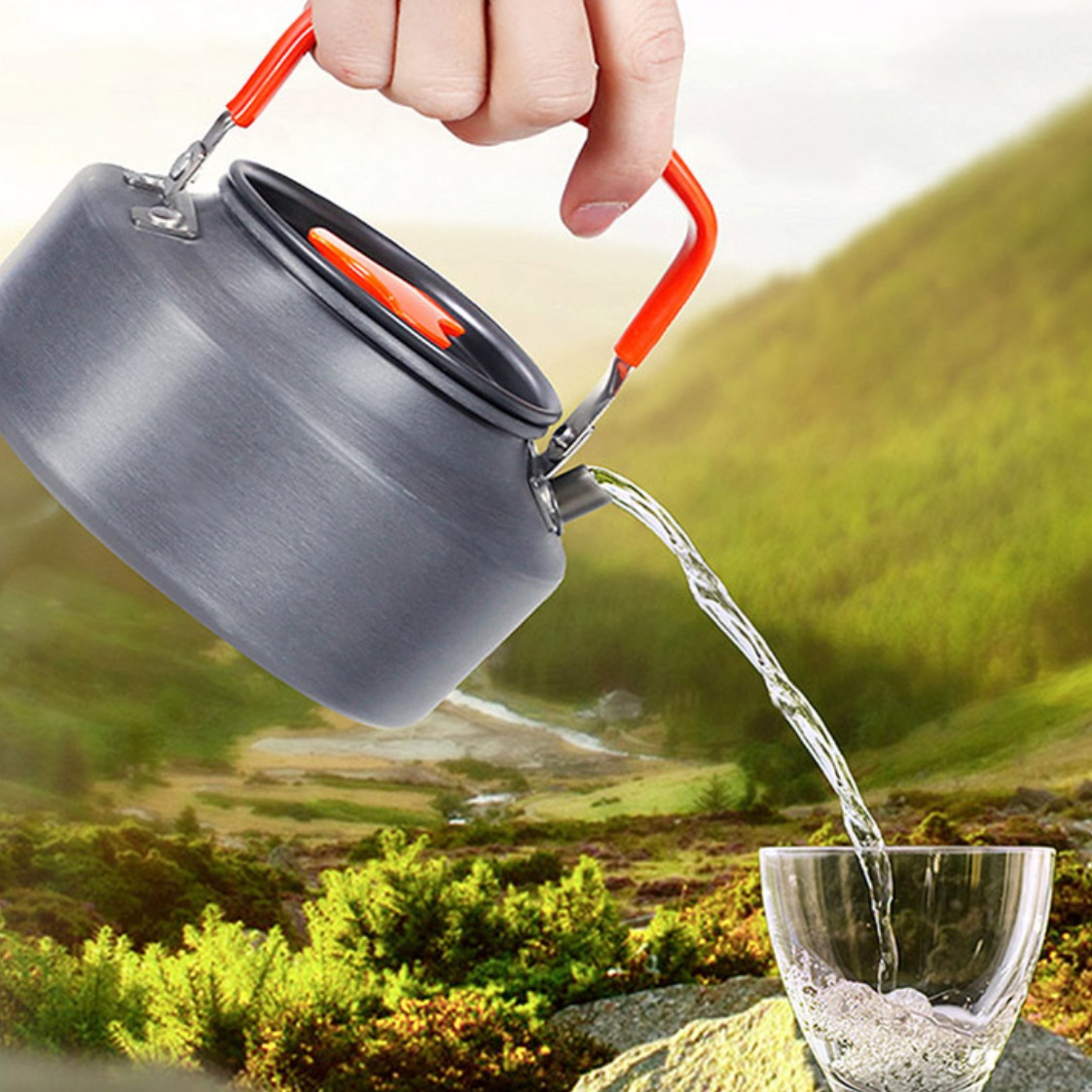 초경량 감성 캠핑 주전자 차박 백패킹 캠핑용주전자 1L 리터 소형 미니 작은 실리콘손잡이