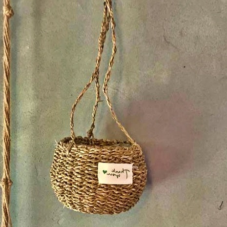 라탄화분바구니 라틴 행잉바스켓 벽걸이 라탄 꽃 바구니 미니 우드 소쿠리 걸이식 해초 고리