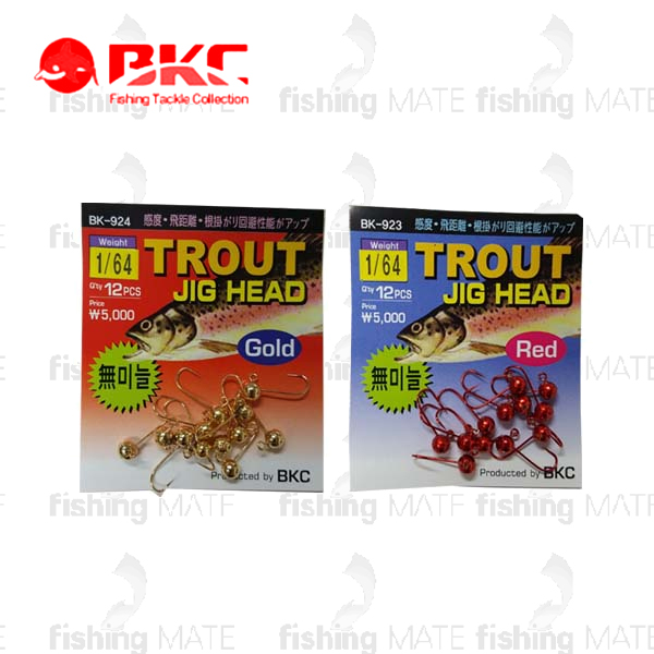 피싱메이트 백경 송어 마이크로 지그헤드 골드, 레드 무미늘 미늘 루어낚시 트라우트훅 - 상품 이미지