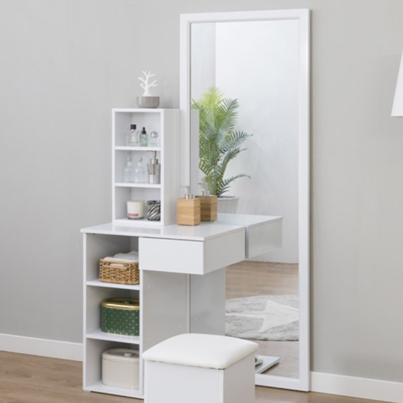 입식미니화장대 전신거울 화장대 수납 서랍형 원룸 스탠딩 폭좁은 높은 작은 연예인 600