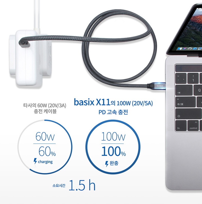 USB C to C타입 E-marker 맥북 고속 충전 케이블 PD 100W - 상세 이미지 2
