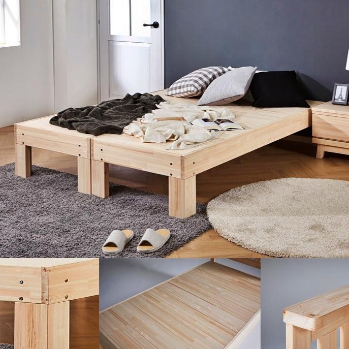 헤드없는 침대 Q 저상 헤드리스 받침대 편백나무 퀸 매트리스깔판 낮은침대프레임 무헤드