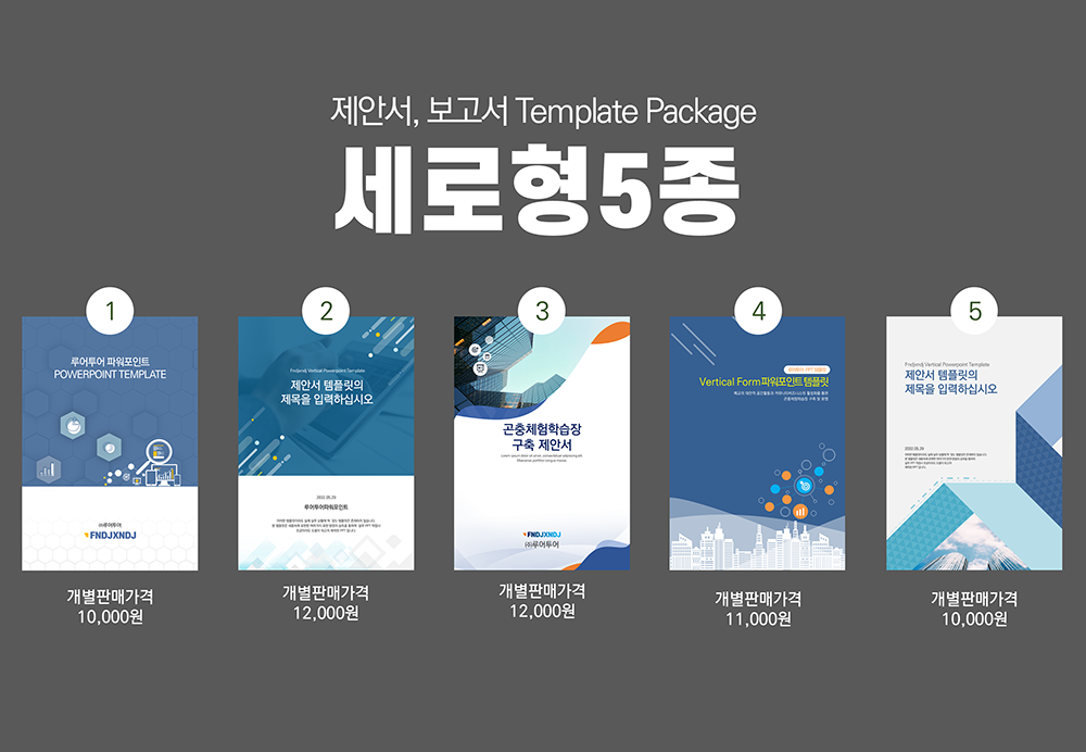 166 세로 ppt 템플릿 5종 세트 제안서,보고서 사업계획서 깔끔한 파워포인트템플릿 - 상세 이미지 2
