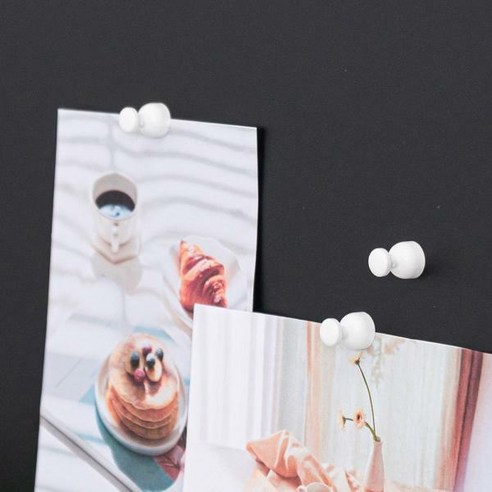 블랑 자석 메모 원형 6P 내추럴 화이트 자석형 걸이 간편하게 탈부착 자연스러움 - 상품 이미지