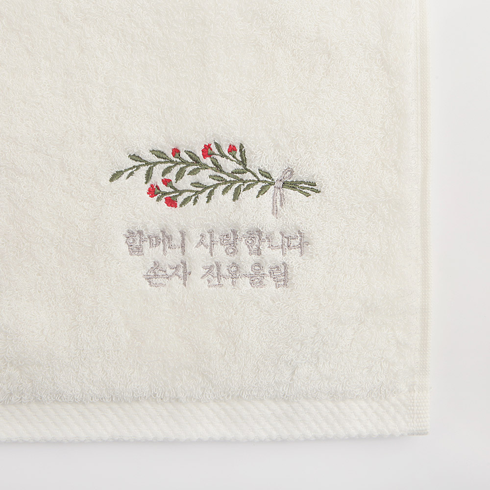 [주문제작]세면타월 송월 꽃다발 핑크 180g White - 상세 이미지 3