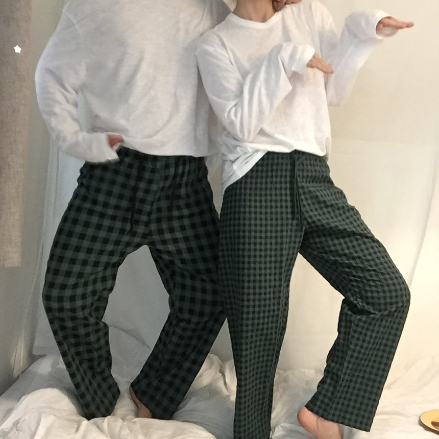 ❤️5만장돌파/당일출고❤️빅사이즈 밴딩 가을 겨울 잠옷바지 체크 커플 파자마  9부 5부 3부 16color 3size 상세 이미지 35