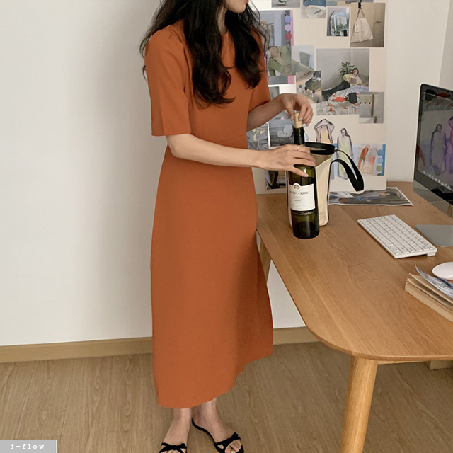 베러미 실키 퍼프 라운드 롱원피스 5color 제이플로우 여름 봄 찰랑 허리끈 벨트 심플 - 상세 이미지 4