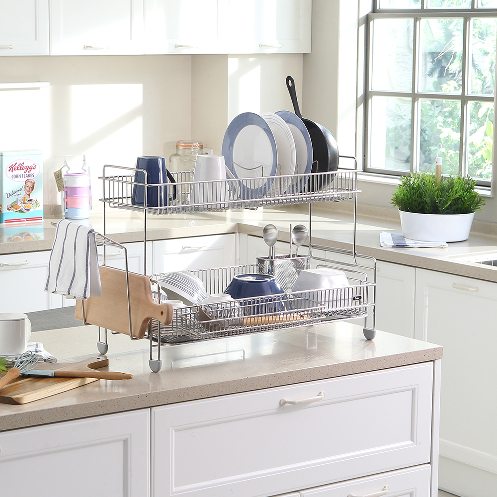 아이넥스 솔리드 멀티 식기건조대 직사각 2단 설거지건조대 - 상품 이미지