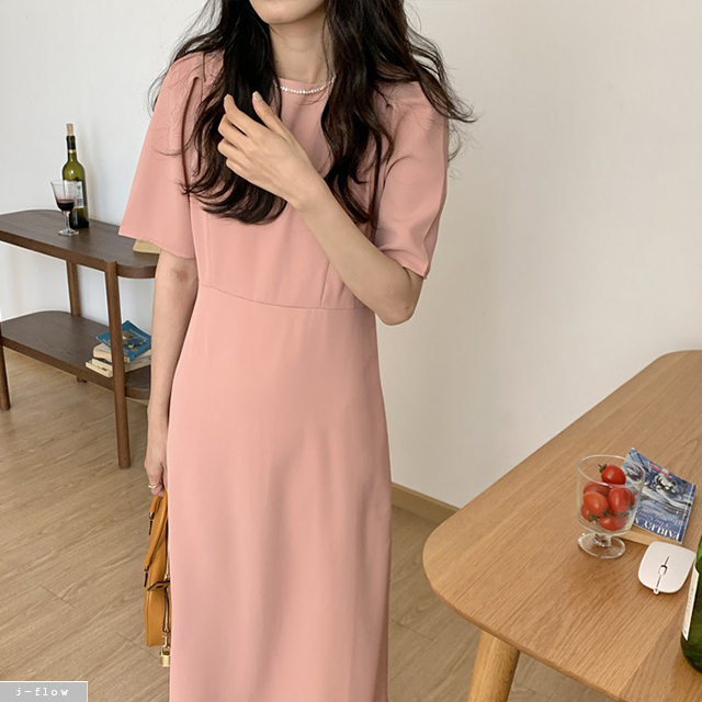 베러미 실키 퍼프 라운드 롱원피스 5color 제이플로우 여름 봄 찰랑 허리끈 벨트 심플 이미지 7