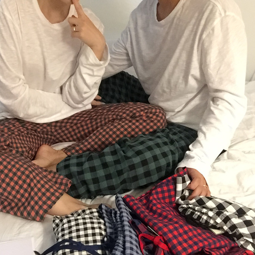 ❤️5만장돌파/당일출고❤️빅사이즈 밴딩 가을 겨울 잠옷바지 체크 커플 파자마  9부 5부 3부 16color 3size 상세 이미지 27