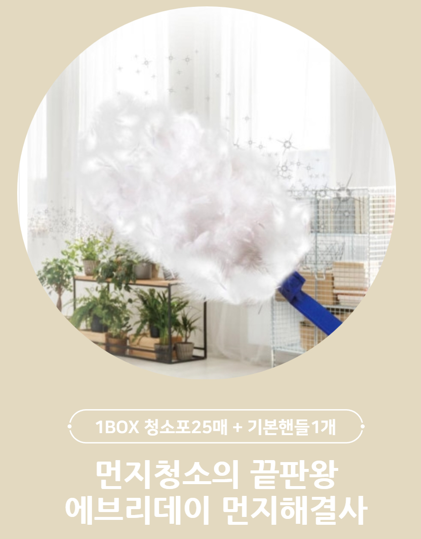 에브리데이 먼지해결사 정전기 먼지털이 떨이 떨이개 리필25매+핸들1개
