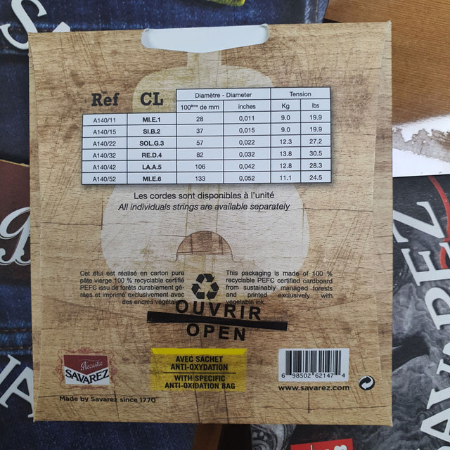 사바레즈 기타줄 포스포브론즈 A140CL 011-052 통기타 어쿠스틱 스트링 세트 - 상세 이미지 2