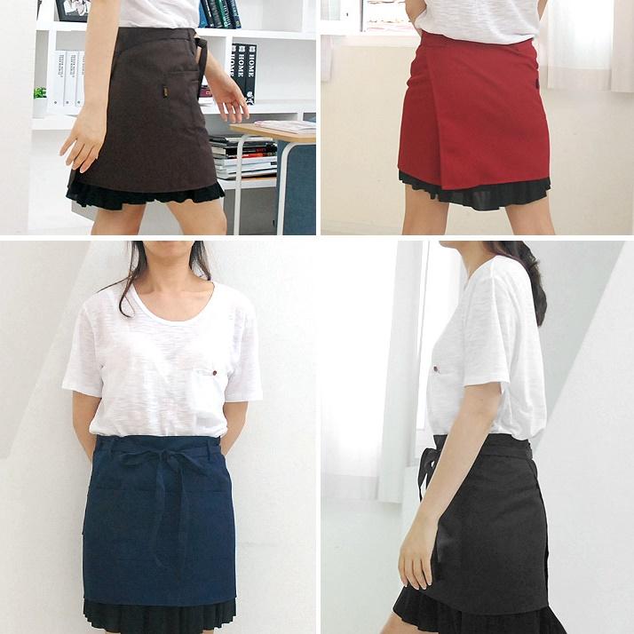 짧은앞치마 홀서빙 앞치마 무지 가벼운 미니앞치마 여름용 카페 바리스타 커피 애견 미용