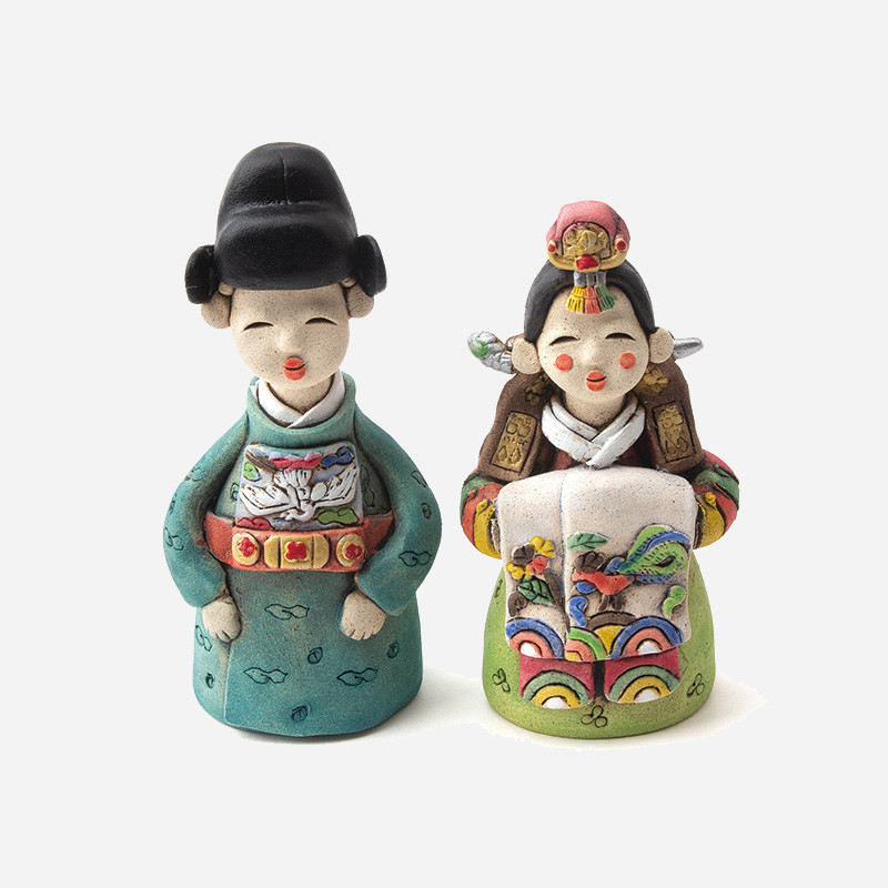 특별한 황토인형-신랑신부 전통기념선물,한국기념품, 외국인선물 - 상품 이미지