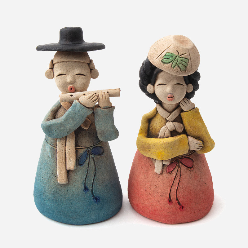 황토인형-선비와 어우동 전통기념선물,한국기념품, 외국인선물 - 상품 이미지