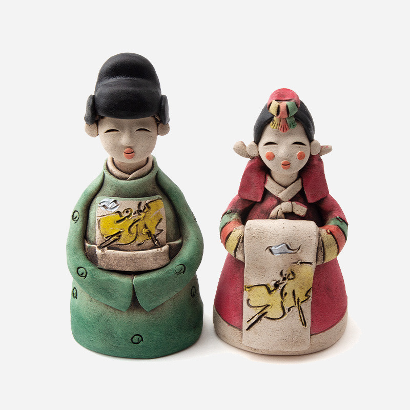 황토인형-신랑신부 전통기념선물,한국기념품, 외국인선물 - 상품 이미지