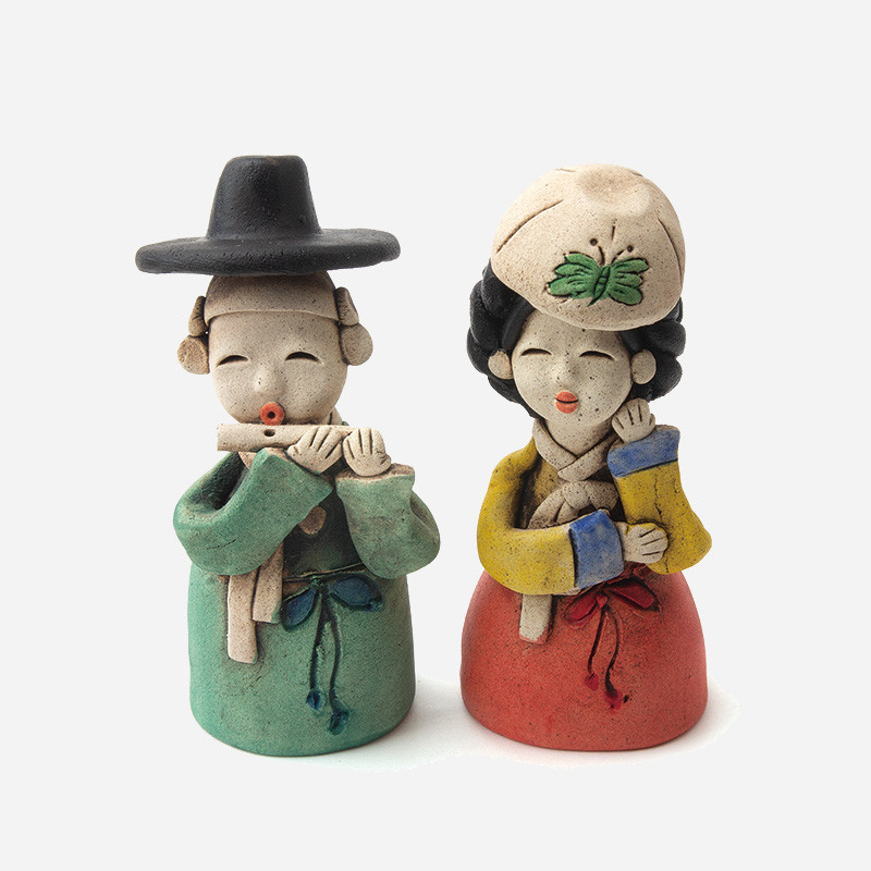 황토인형-작은 선비와 어우동 전통기념선물,한국기념품, 외국인선물 - 상품 이미지