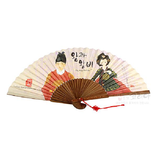 한국 굿즈 접선 부채 왕과왕비 외국인 선물 전통 기념품 - 상세 이미지 2