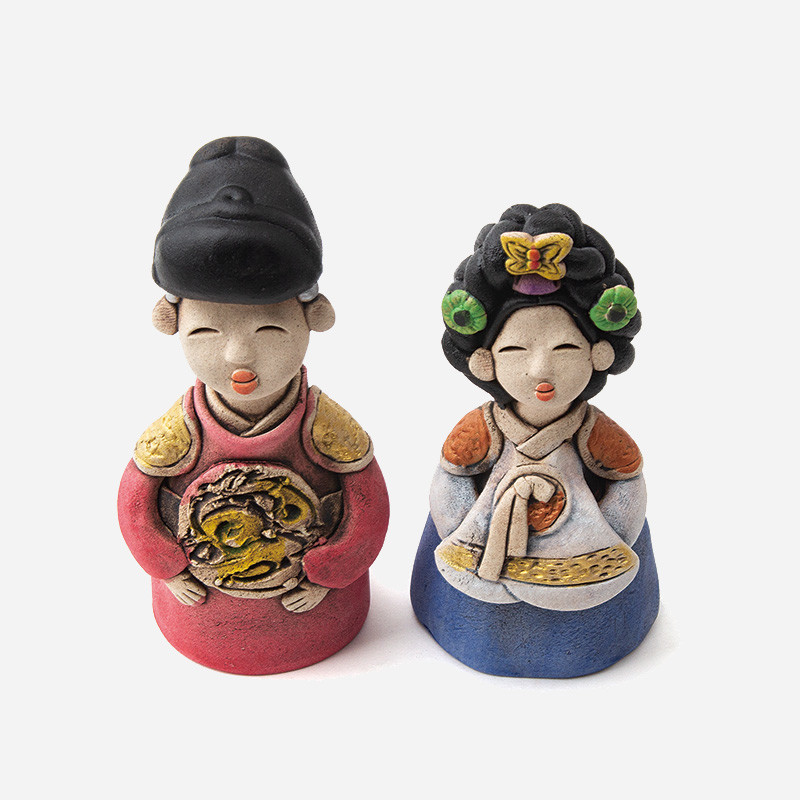 황토인형-작은 왕과왕비 전통기념선물,한국기념품, 외국인선물 - 상품 이미지
