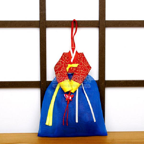 외국인친구선물 한국전통기념품 전통벽걸이 향주머니-한복(청색치마) - 상세 이미지 2