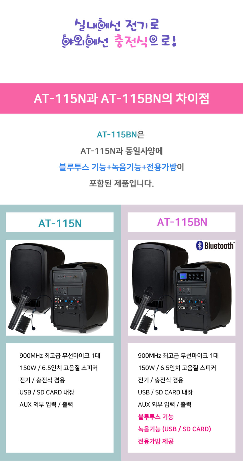 카날스 AT-115N 이동식앰프 스피커 핸드 마이크 충전식 강의용 휴대용앰프 판매처 상세 정보 이미지 4