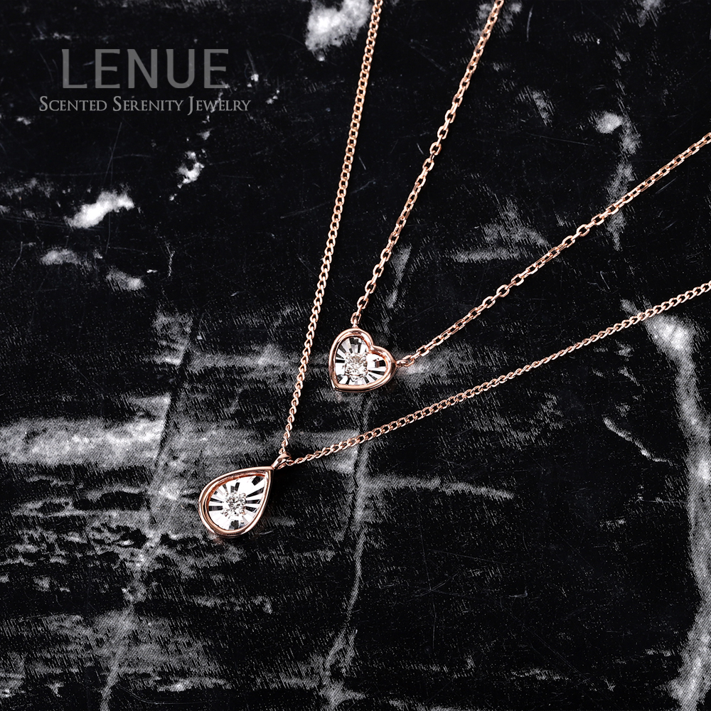 [레뉴] 일루젼 다이아몬드 하트 목걸이 / 14K 골드 선물 양면 볼록 4링 0.04ct 이미지 8