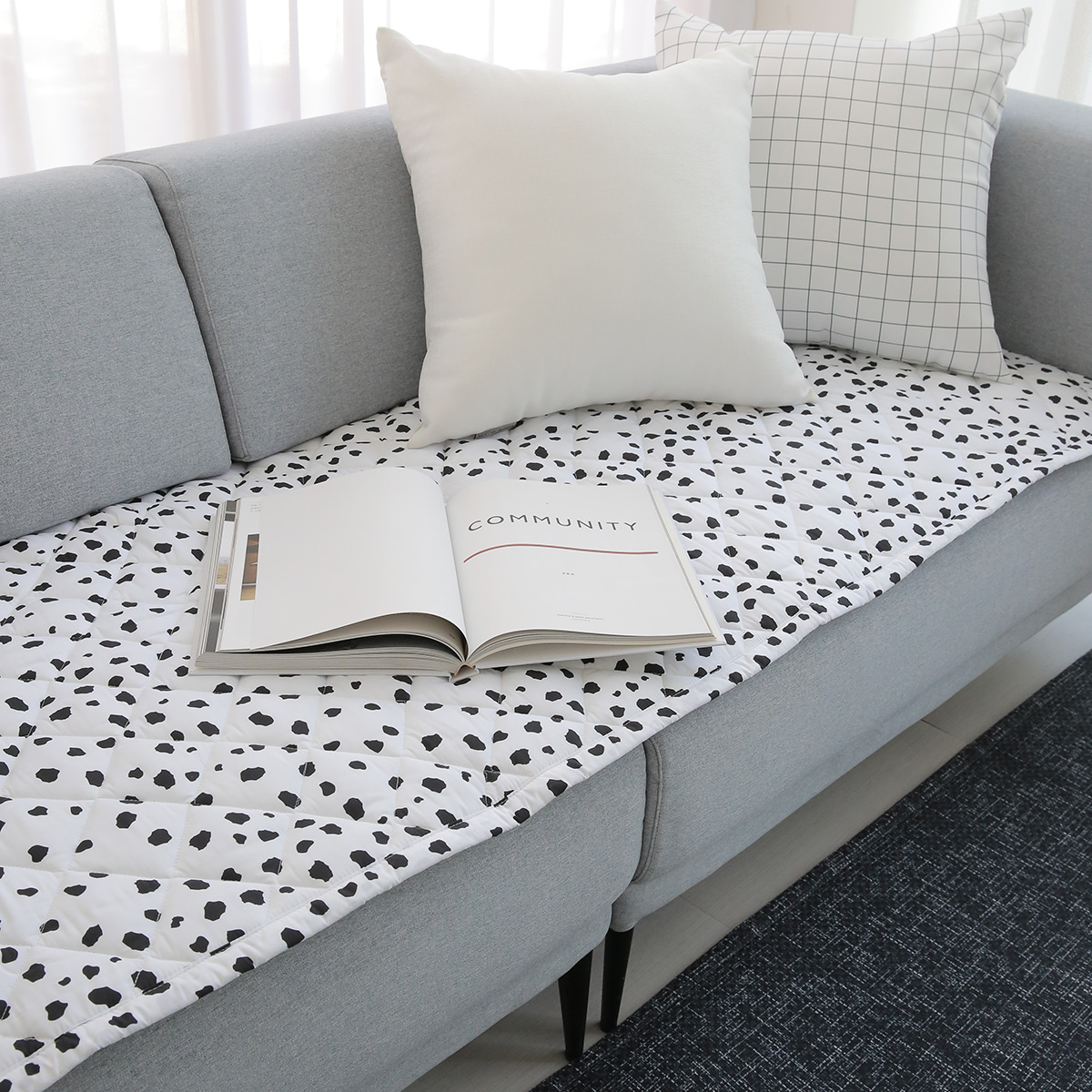 쇼파패드 알러지케어 달마시안 화이트 쇼파커버 3인용