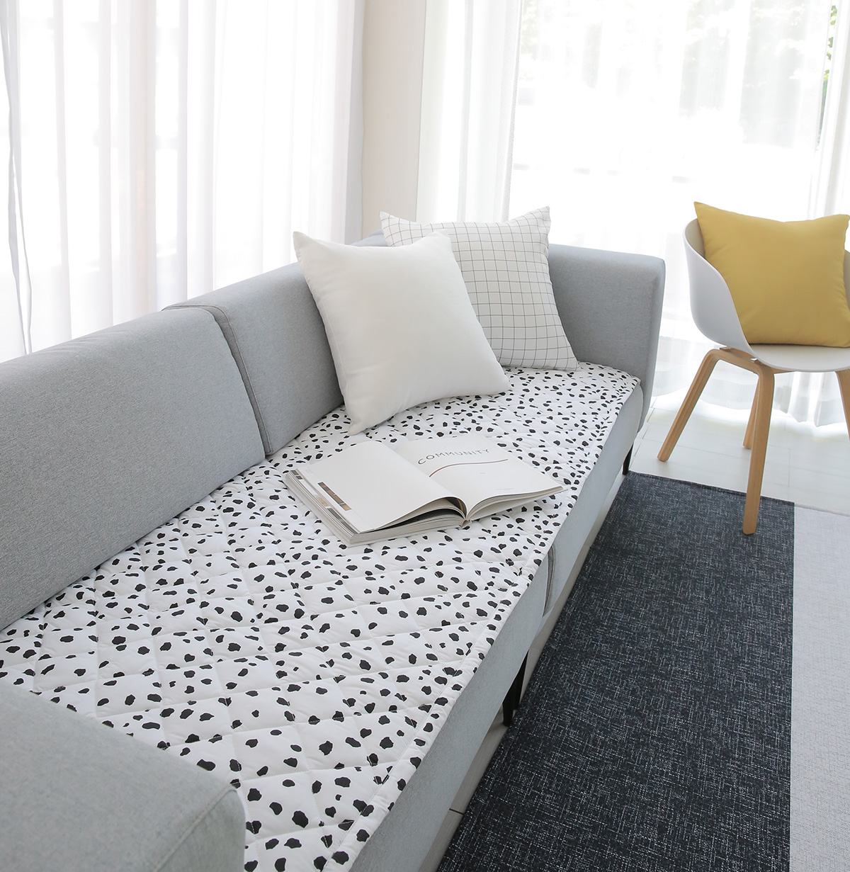 쇼파패드 알러지케어 달마시안 화이트 쇼파커버 3인용