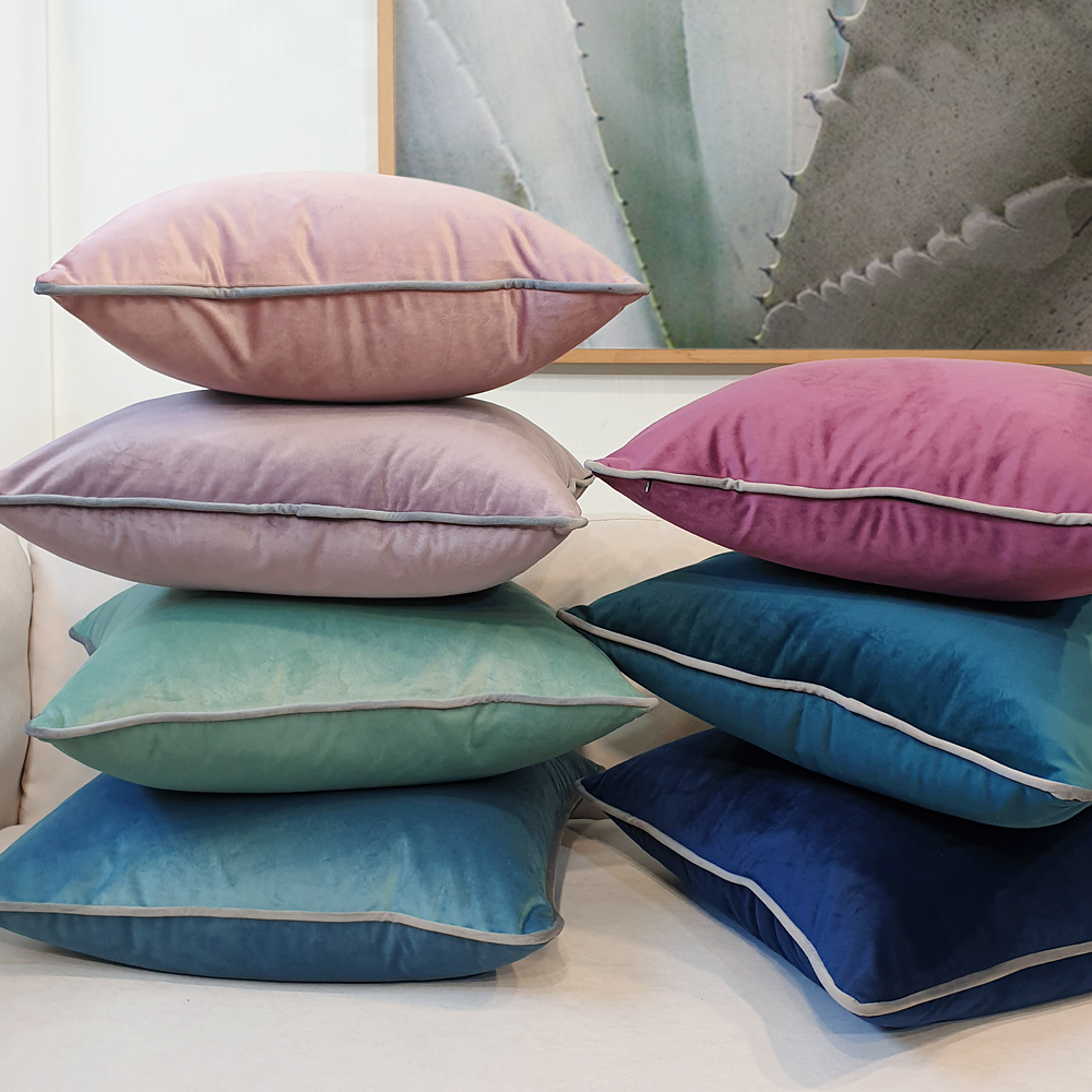 벨벳 파이프 벨벳 쇼파쿠션 북유럽 쿠션커버 스타일K 정사각 인디핑크, 45x45cm