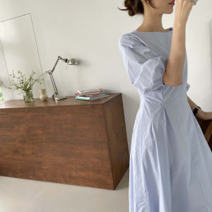 헨지 퍼프 벌룬 여름 반팔 5부 핀턱 하객 라운드넥 코튼 절개 밴딩 루즈... 착용 후기 | 사이즈/핏 총정리 - 상품 이미지 3