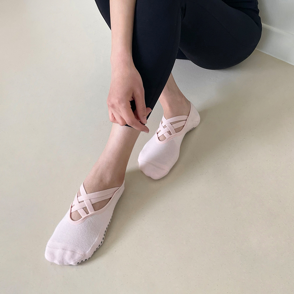 아사나 와플크로스 리본 쿠셔닝 쿠션 요가 필라테스 양말 논슬립 필라테스삭스 - 상세 이미지 5