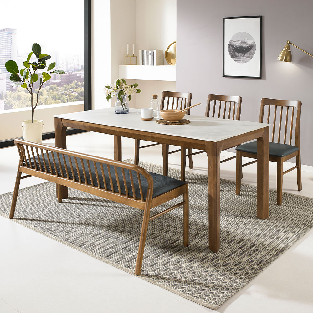 모디쉬갤러리 까리노 원목 포세린 세라믹 식탁 6인용 테이블 세트