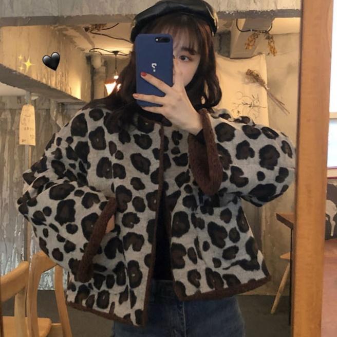 양면 뽀글이자켓 양털자켓 여성후리스 플리스 부클 덤블 여자후리스 레오파드 리버시블 - 메인 이미지